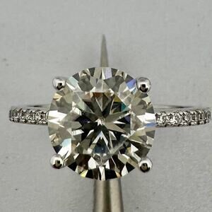 Moissanite Diamond Engagement Ring 2 Ct Brilliant 18K Finish GRA Size 8